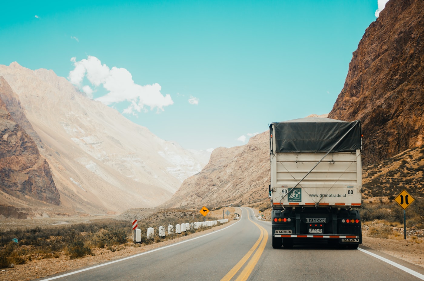 Freight truck crossing borders on a GCC highway