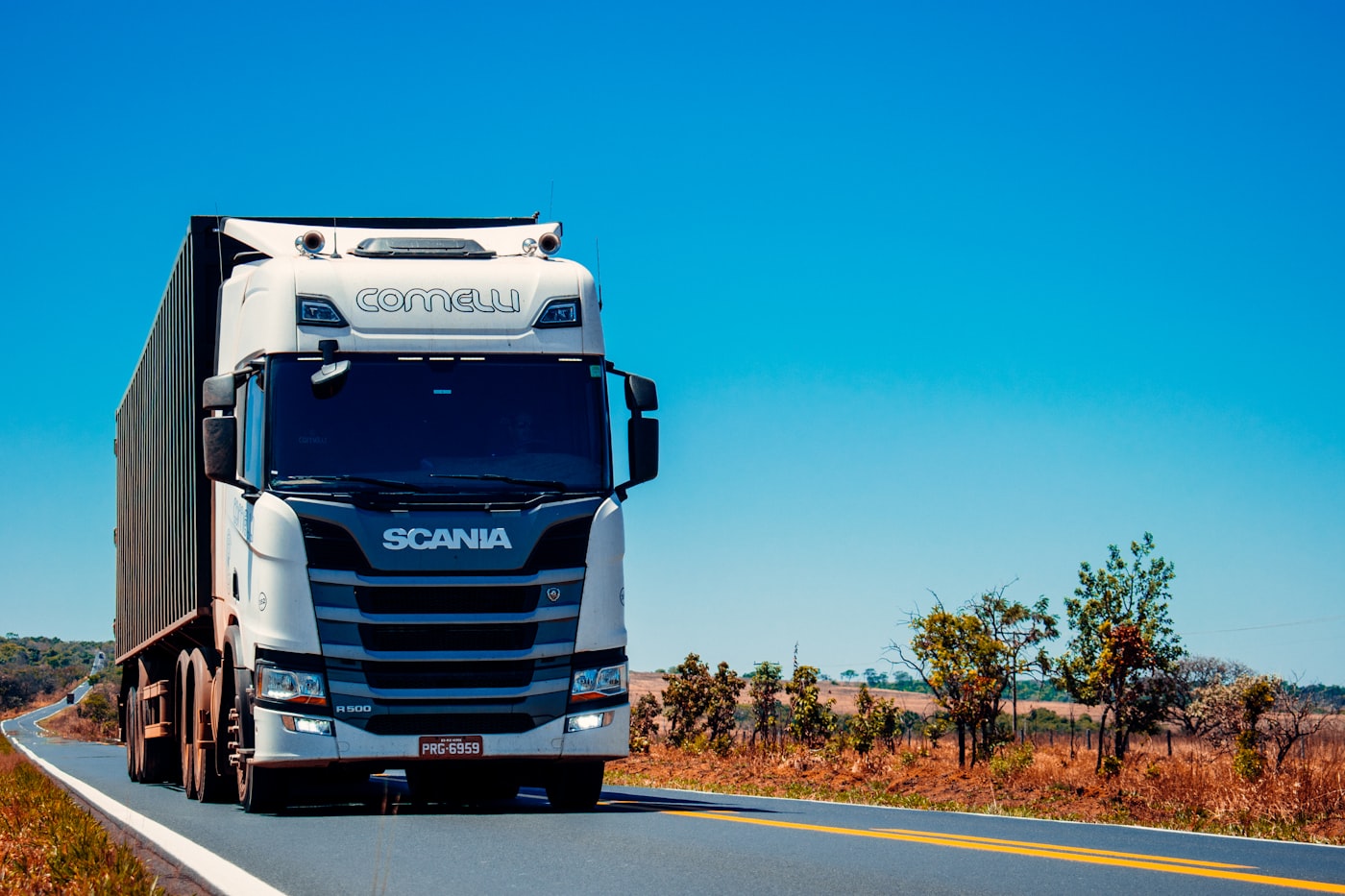 Cargo truck transporting freight on a highway